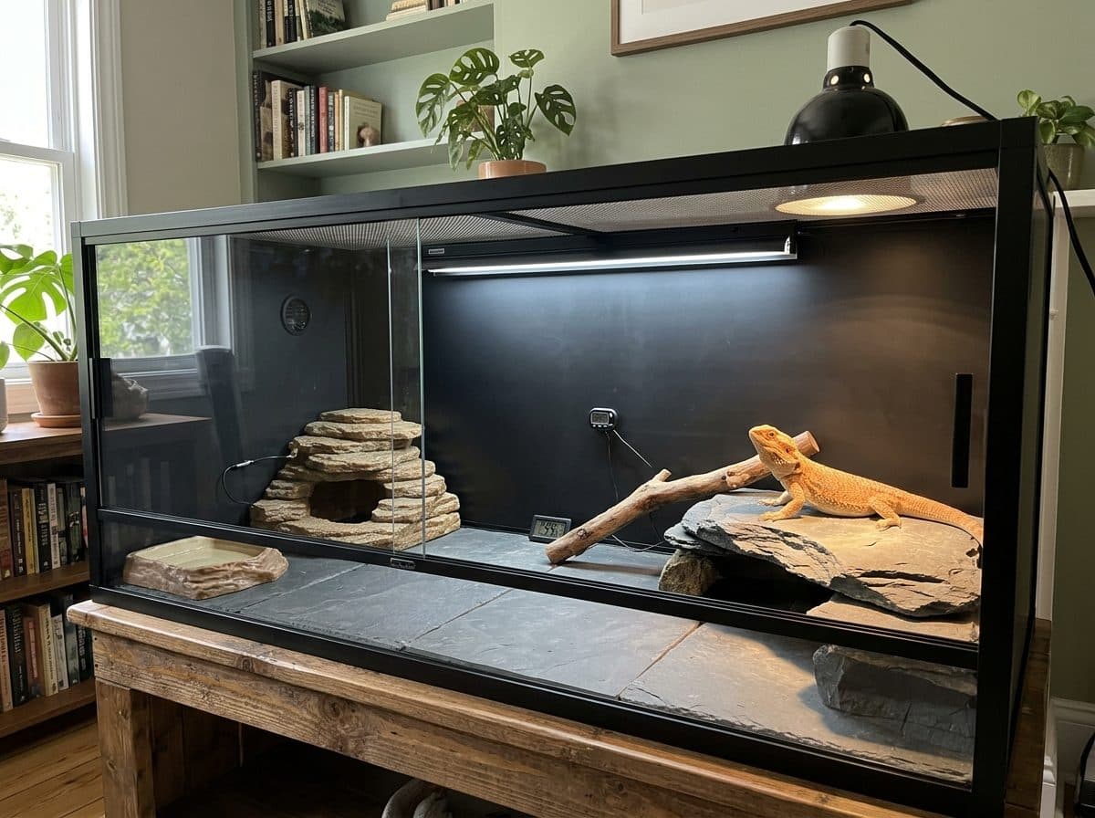 A correctly set up Bearded Dragon enclosure