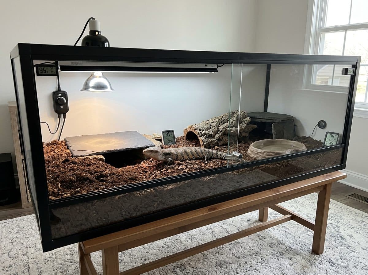 Blue-tongue skink enclosure setup idea