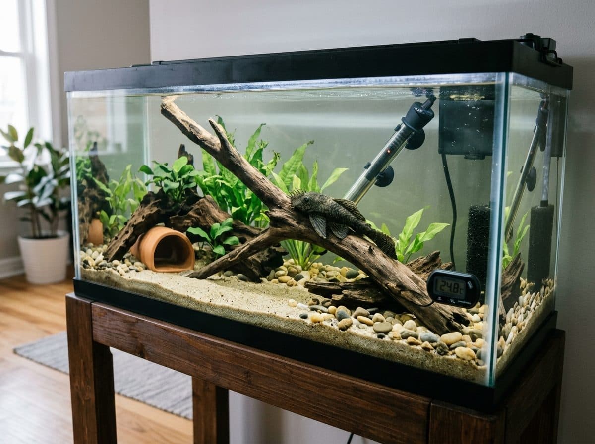 Bristlenose pleco tank setup idea