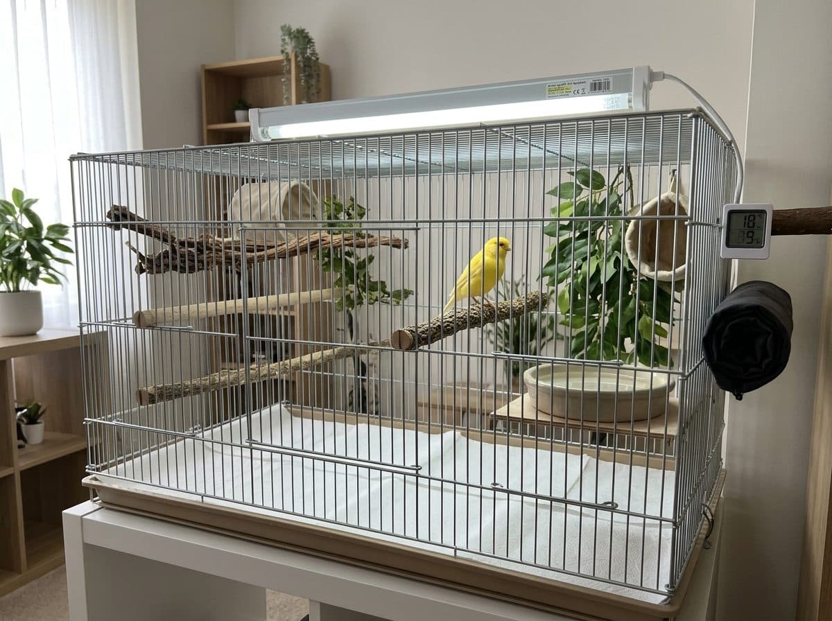 A correctly set up canary cage