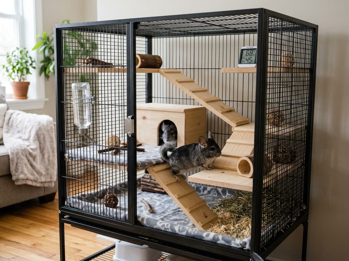 A correctly set up Chinchilla cage