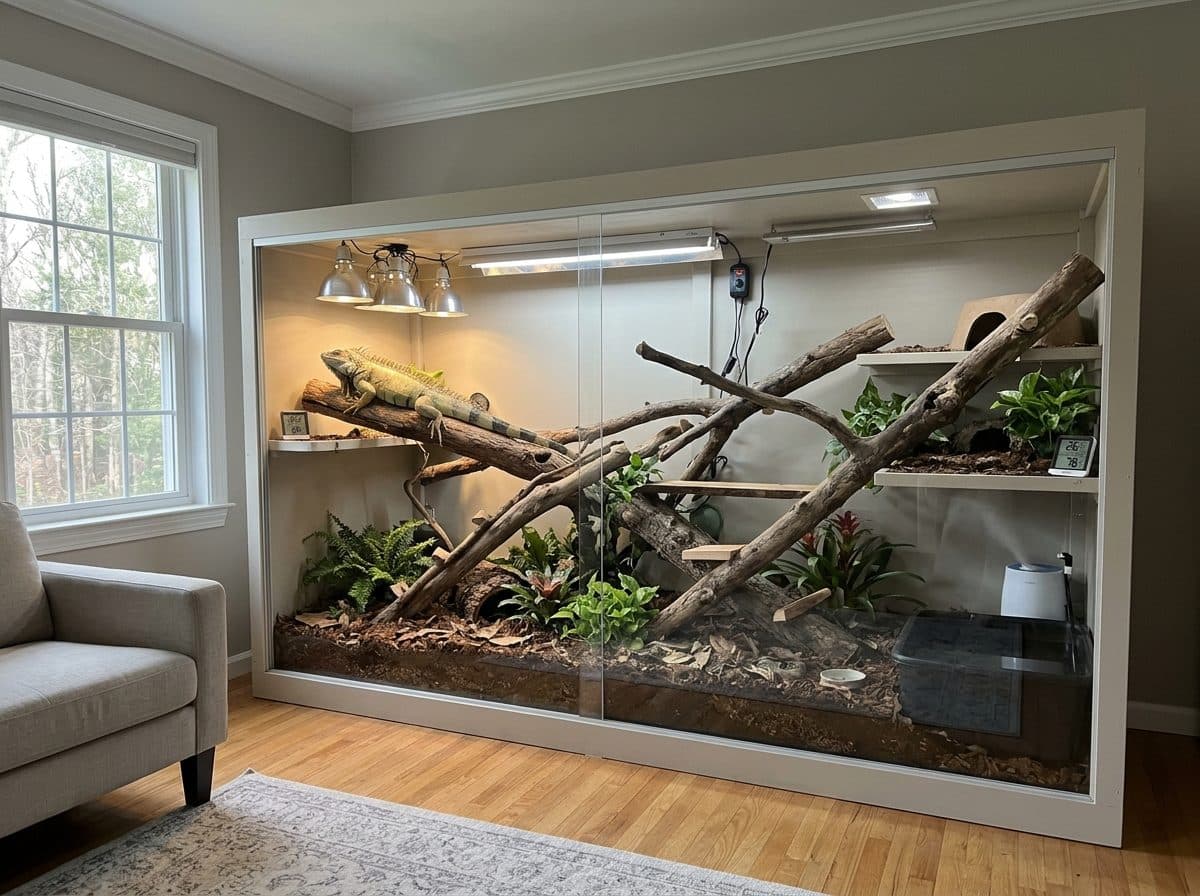 Green iguana enclosure setup idea