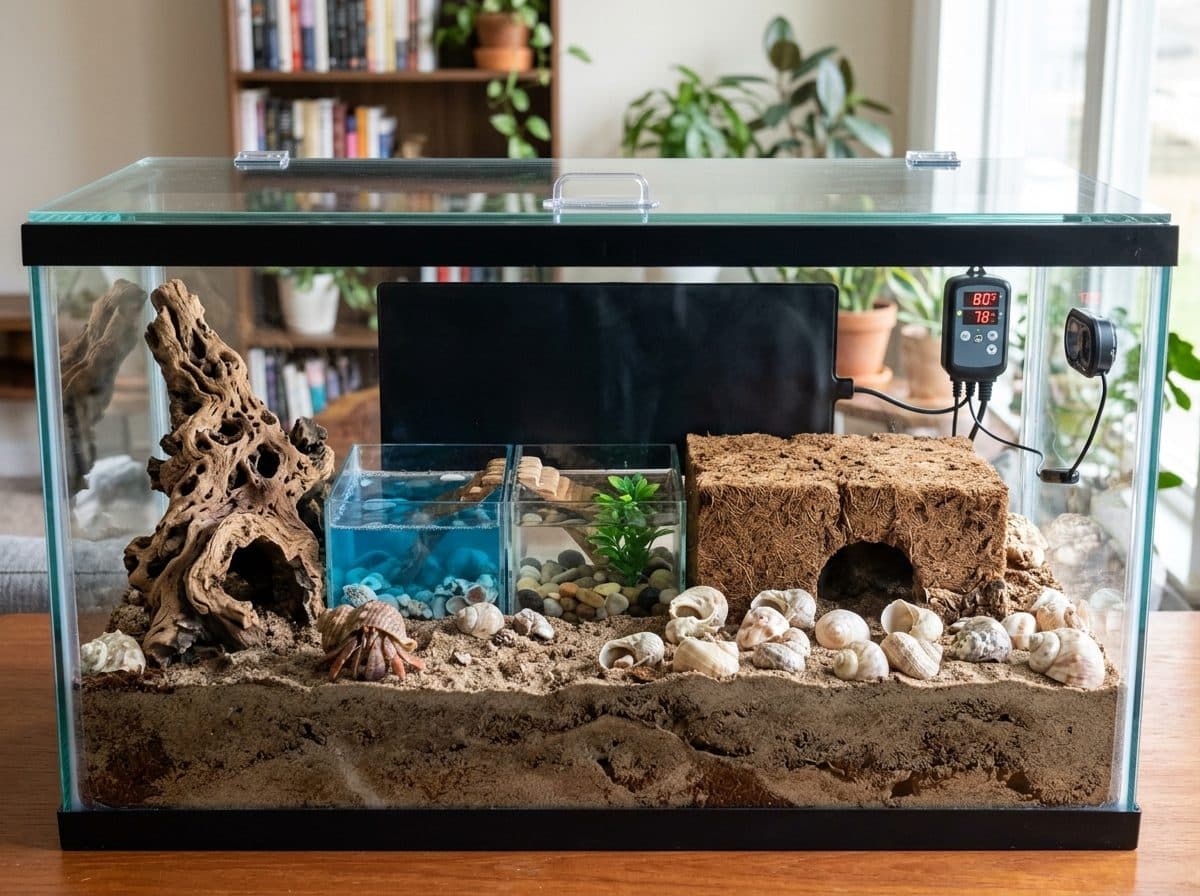 A correctly set up Hermit Crab enclosure