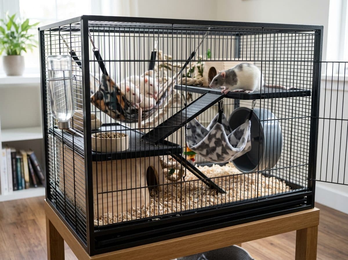 A correctly set up Pet Rat cage