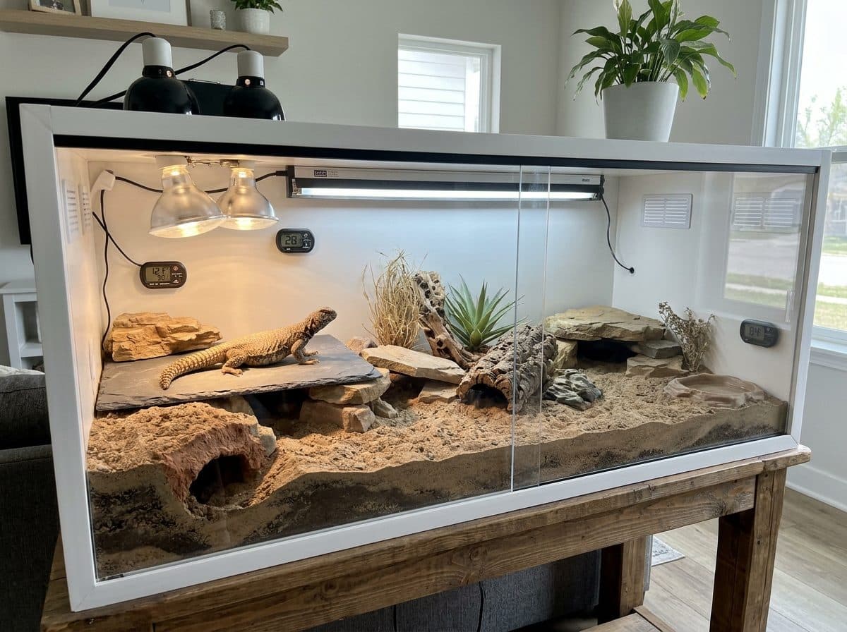 A correctly set up uromastyx enclosure