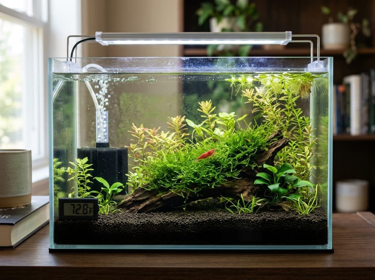 A correctly set up Freshwater Shrimp tank